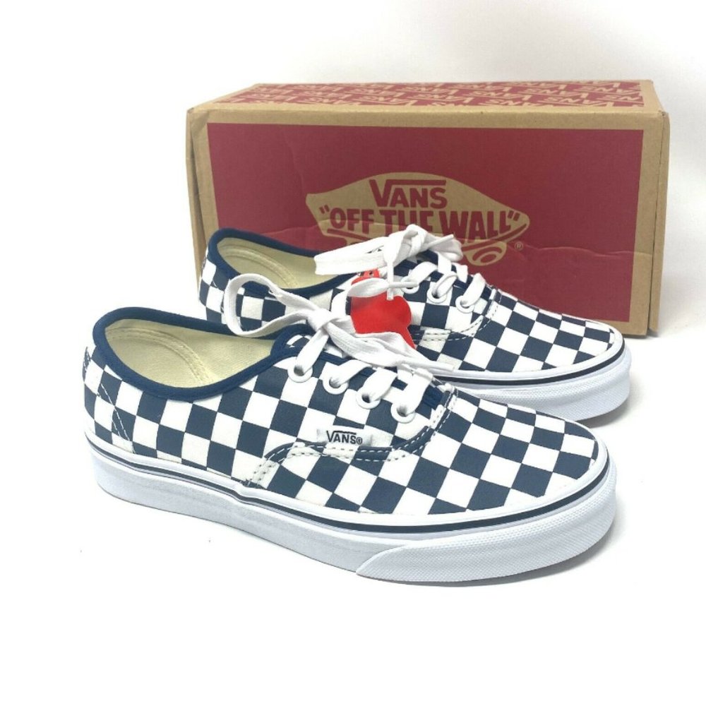 VANS Original Authentic DRS Checkerboard Dark Blue White Kids Sneakers OA2Z5IKLS - Picture 4 of 7